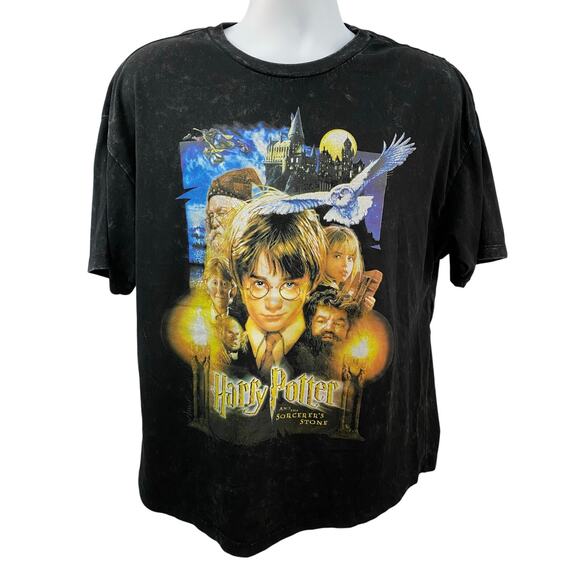 Harry Potter and the Sorcerer’s Stone Graphic T-Shirt Black Vintage Tee Medium - Picture 1 of 8
